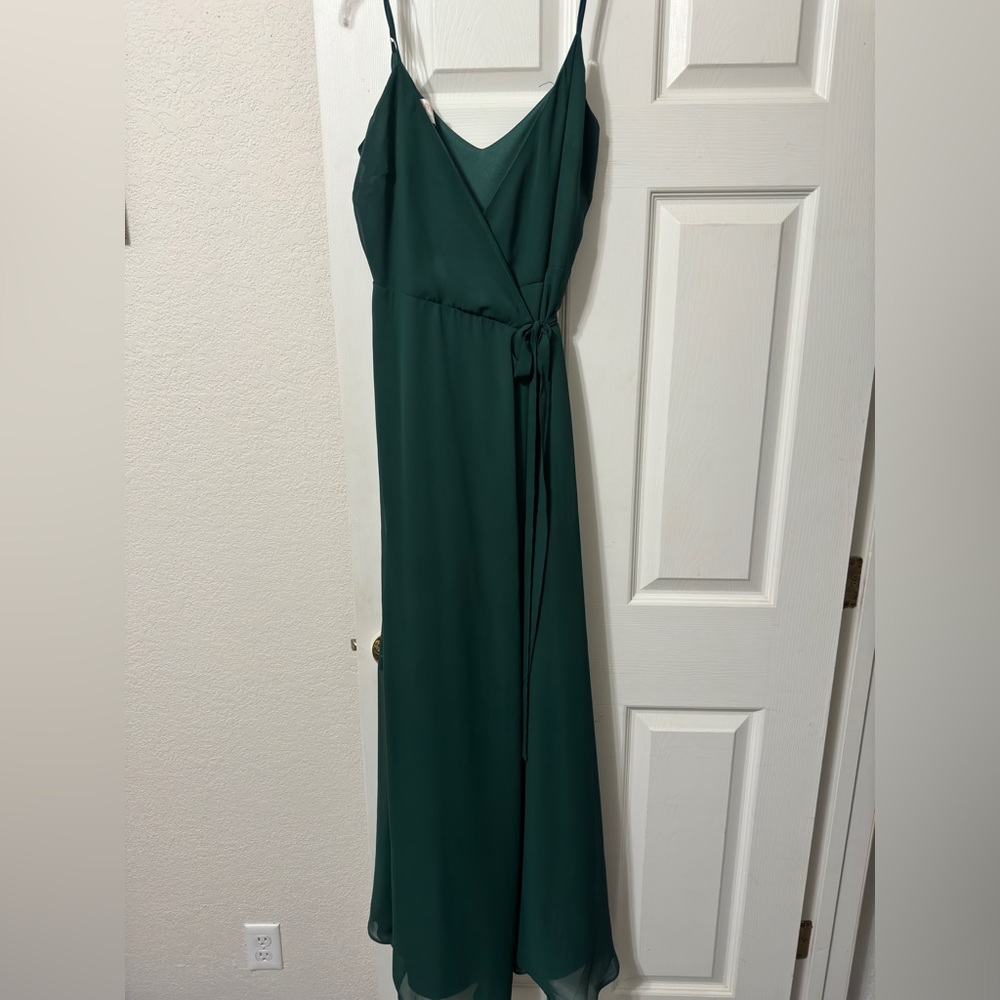Green wrap dress bridesmaids